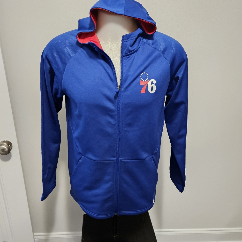 Philadelphia 76ers Hoodie Men Large Blue Fanatics Full Zip.Pockets Adult Med NBA